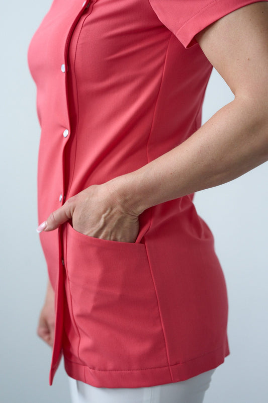 ROŽINIS CHALATAS SU SAGOMIS ŠONE