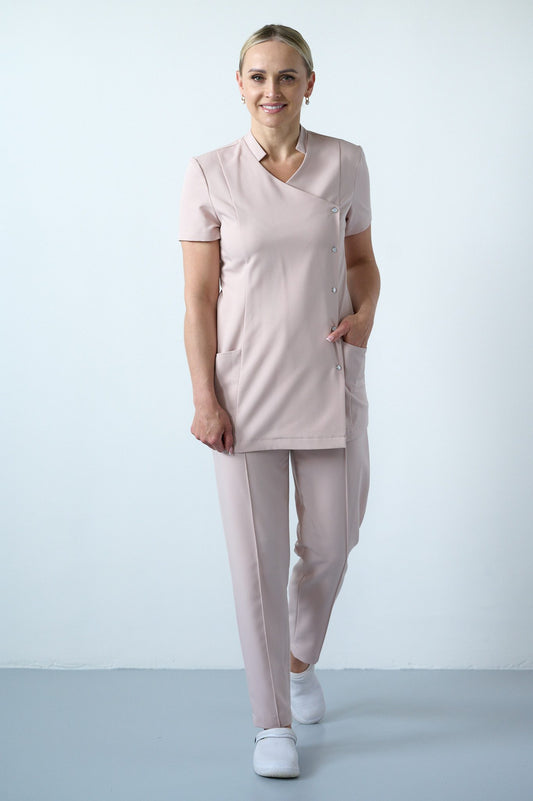 GRAYISH PINK PANTS AND ROBE SET