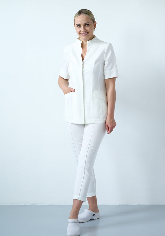 WHITE CENTER - BUTTONED ROBE AND PANTS SET