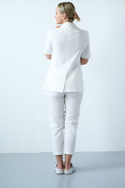 WHITE CENTER - BUTTONED ROBE AND PANTS SET