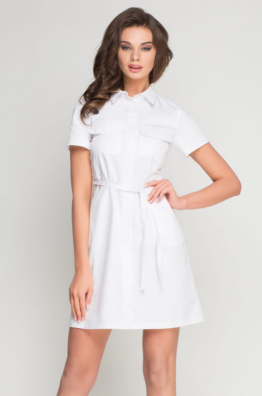 LONG COSMETOLOGICAL GOWN WITH STRAP IN THE FRONT